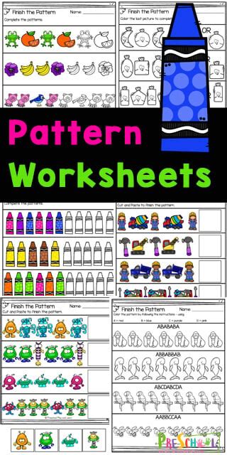 printable pattern worksheets  preschool