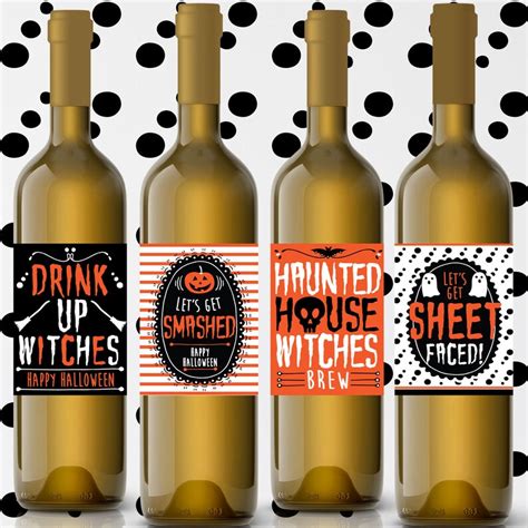printable halloween wine labels diy print  home wine etsy