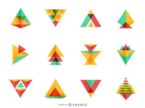 bright triangle logo set vector
