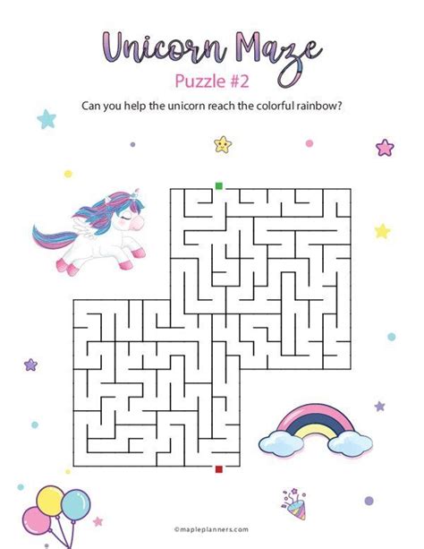 printable unicorn maze puzzles  kids