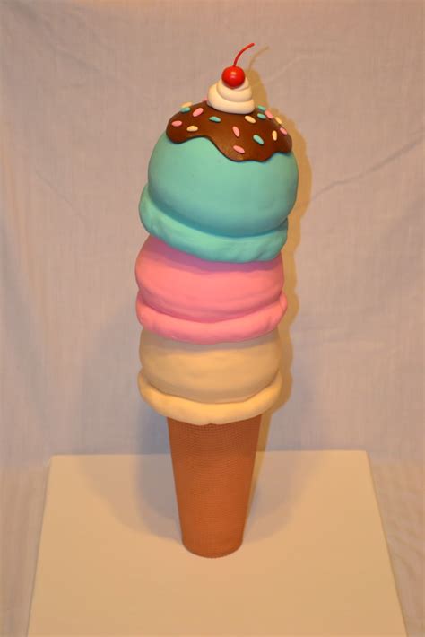I Heart Decorating Triple Scoop 3d Ice Cream Cone Cake
