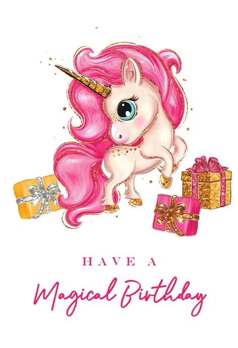 unicorn birthday card printable