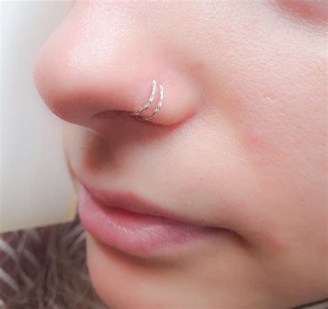 Double Nose Ring Single Nose Piercing Double Nose Ring Single Etsy