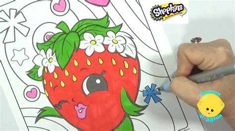 speed coloring shopkins strawberry kiss with markers