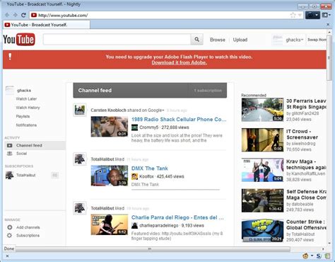 youtube swap switch between youtube s current and future homepage ghacks tech news