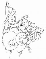 Fawn Snowman Coloring Deer sketch template