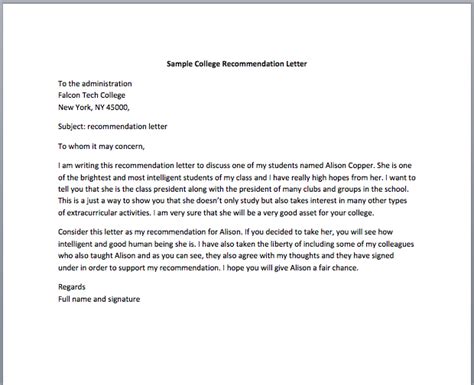 recommendation letter   colleague collection letter template