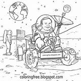 Rover Space Moon Drawing Coloring Kids Astronaut Pages Printable Lunar Car Color Getdrawings Buggy sketch template