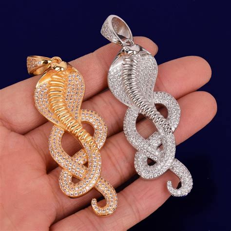 animal cobra snake pendant chain gold luxury cubic zircon mens hip hop