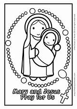 Rosary Coloring Catholic Pages Children Mary Printables Prek sketch template