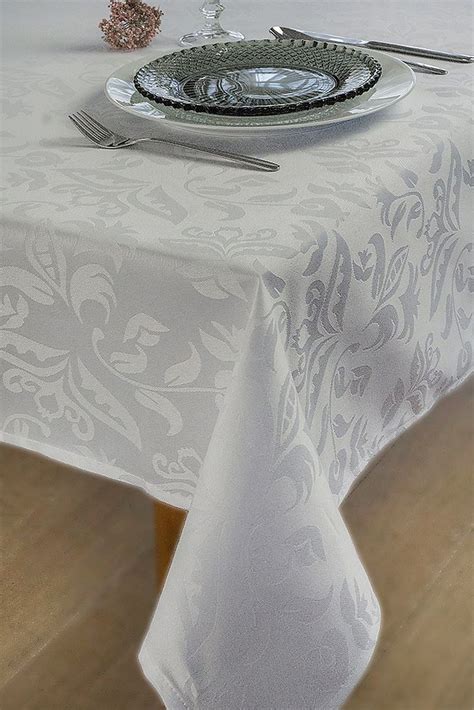 kook tablecloth damast white    cm buy   cookinglife