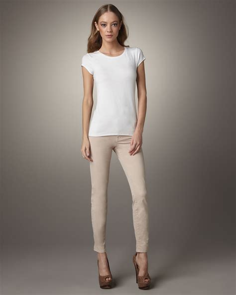 Lyst J Brand 811 Mid Rise Skinny Twill Jeans Nude In