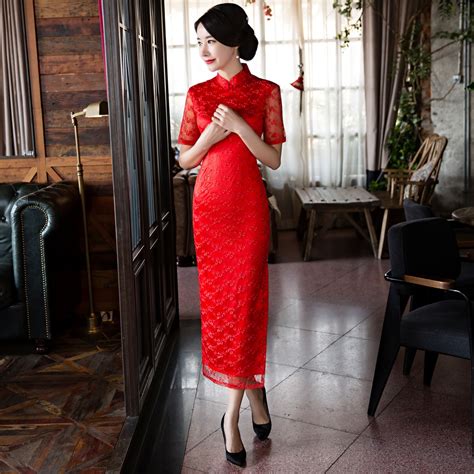 New Arrival Red Traditional Chinese Women Dress Elegant Ladies Sexy