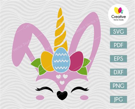 easter bunny face svg png dxf cut file creative vector studio
