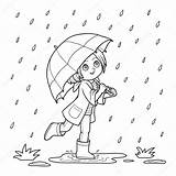 Rain Ombrello Parapluie Pioggia Pluie Regen Paraplu Meisje Lopen Chuva Rainy Listopad Coloritura Funzionamento Ragazza Courant Coloration Kleurend Boek Bambini sketch template