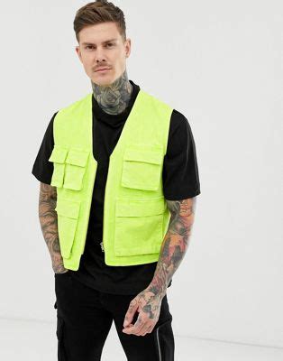 asos design utility vest  fluro green asos