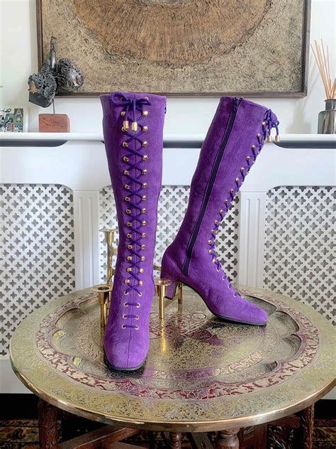 sold rare vintage 1960s beth levine boots purple deerskin etsy