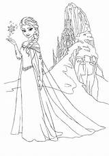 Coloring Frozen Pages Elsa Castle Disney sketch template