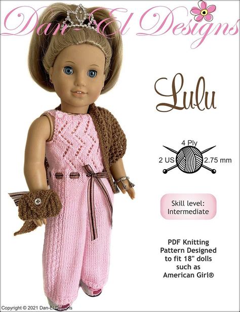 dan el designs lulu outfit doll clothes knitting pattern 18 inch