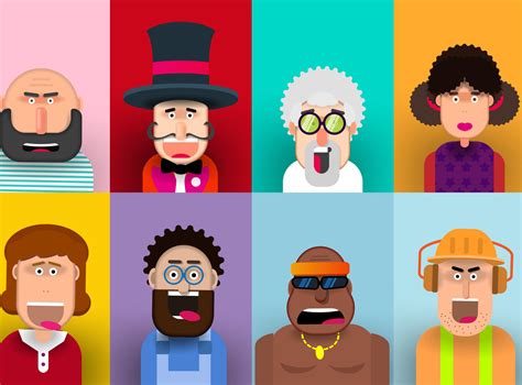 cartoon characters faces   colored background  palladadesign