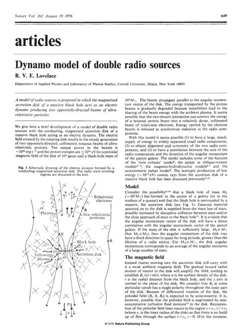 dynamo model  double radio sources