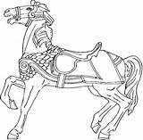 Horse Coloring Pages Carousel Rearing War Horses Color Drawings Pony Colour Choose Board sketch template