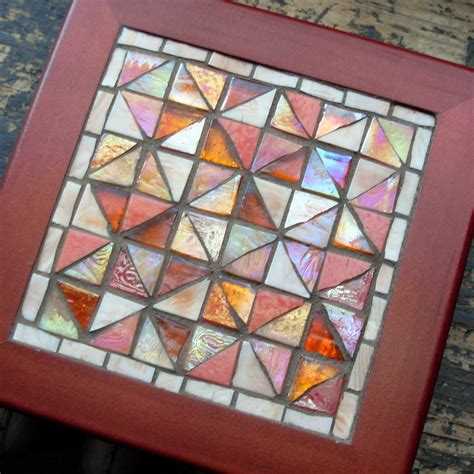 Broken Dishes Quilt Pattern In Glass Mosaic By Margaret