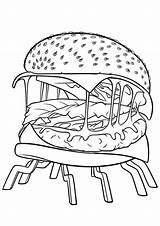 Hamburger Coloring Pages Printable Books Cat sketch template