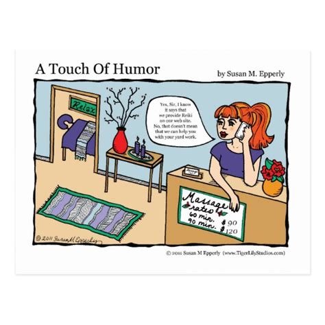 a touch of humor reiki energy work massage comic postcard