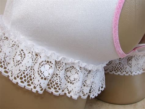 Sparkle White Open Bum With Lace Control Sissy Panties For