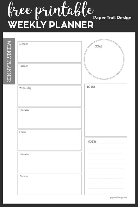 weekly planner printable template paper trail design