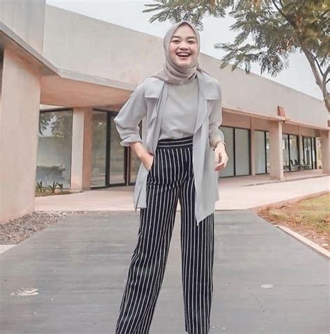 ootd celana kulot abu inspirasi ootd dress hijab  kuliah salim