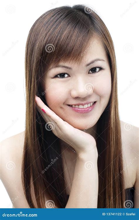 lovely smile stock photo image  charming brown chin