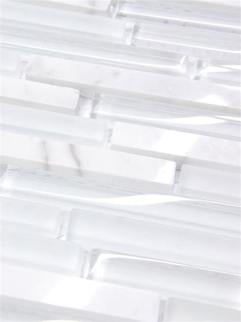 Modern White Marble Glass Linear Backsplash Tile