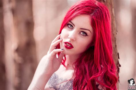 Wallpaper Face Redhead Model Long Hair Tattoo Fashion Suicide