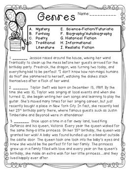 genre printables notes practice and quiz by the 4th