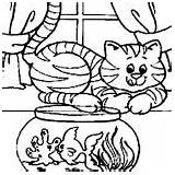 Coloring Fish Cat Tank Eat Would sketch template