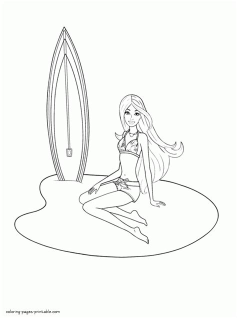 barbie surfing coloring pages coloring pages