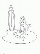 Barbie Coloring Mermaid Tale Pages Girls Print Printable Surfer sketch template