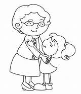 Hug Vovó Grandmother Abraçando Netinha Grandchild Abraço sketch template