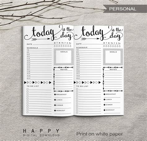 printable daily planner inserts personal daily planner etsy