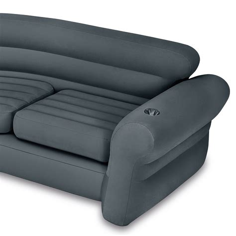 intex inflatable corner couch sectional sofa  pull  twin air bed sleeper  ebay