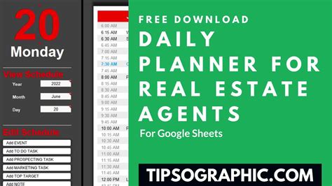 google sheets real estate agent daily planner template