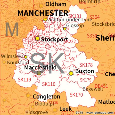 stockport postcode area district and sector maps in editable format