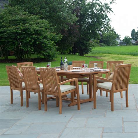 classic teak garden furniture dining set  seat oval