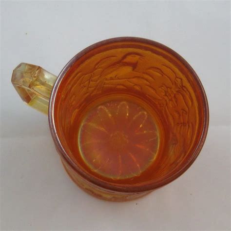 Antique Imperial Marigold Robin Carnival Glass Mug Carnival Glass