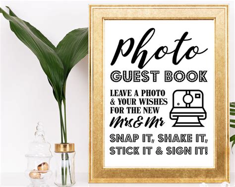 photo guest book sign snap  shake  stick  sign  etsy