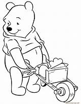 Pooh Winnie Coloring Pages Vegetables Carting Disneyclips Activities Gardening Printable sketch template
