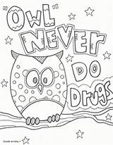 Coloring Drugs Week Ribbon Red Pages Drug Owl Printables Do Sheets Colouring Color Drawings Prevention Never Alcohol Posters Classroomdoodles School sketch template