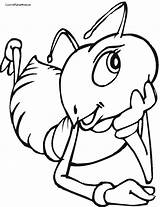 Ant Coloring Pages Kids Drawing Ants Printable Thinking Template Cliparts Hormigas Colouring Line Animal Clipart Boyama Color Crafts Caricaturas Leaf sketch template